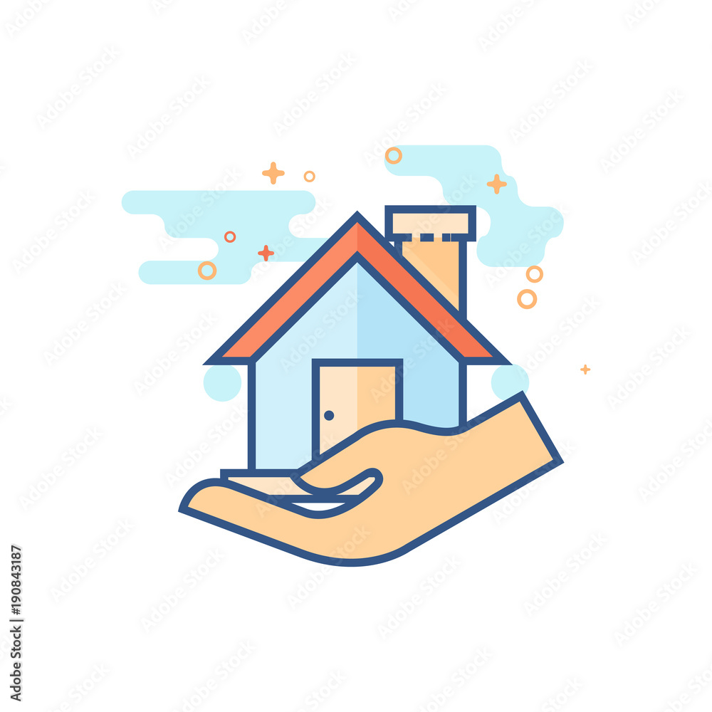 Property care icon in outlined flat color style. Vector illustration.