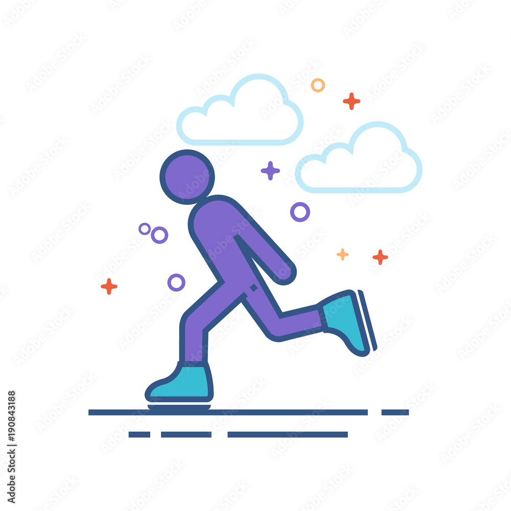 Ice skating icon in outlined flat color style. Vector illustration. Ice skating icon in outlined flat color style. Vector illustration.