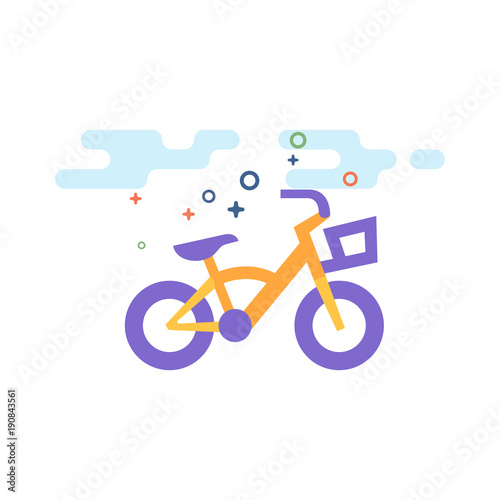 Kids bicycle icon in outlined flat color style. Vector illustration.