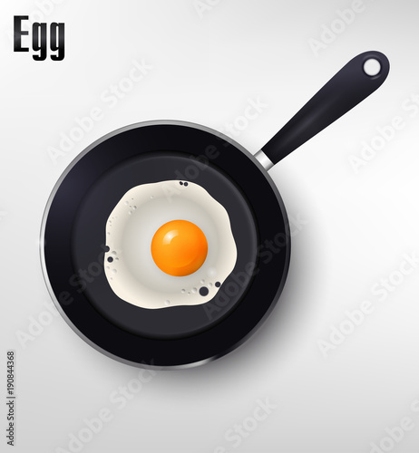 Realistic illustration vector fried egg on frying pan, fried eggs