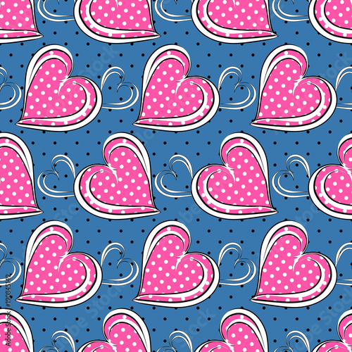 Seamless vector illustration of Valentine's Day with holiday symbol. Decorative heart.