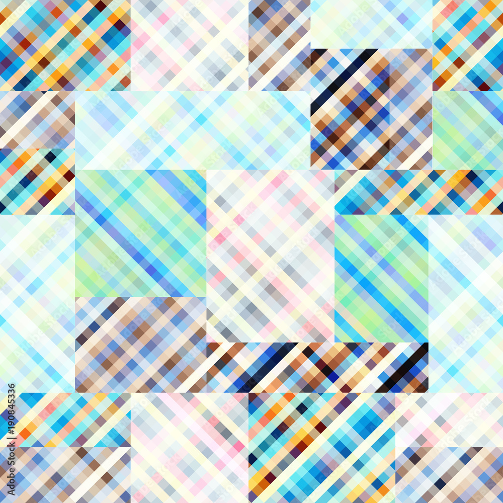 Seamless background. Abstract geometric pattern in low poly pixel art style.