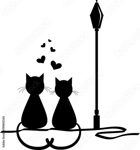 Lovers. Love. loving cats. Vector illustranion concept.