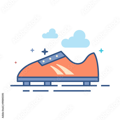 Soccer Shoe icon in outlined flat color style. Vector illustration.