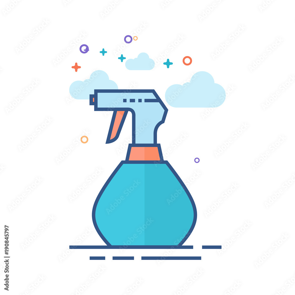 Sprayer bottle icon in outlined flat color style. Vector illustration. Sprayer bottle icon in outlined flat color style. Vector illustration.