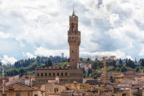 Siena, View of the Old Town - Piazza del Campo, Palazzo Pubblico di Siena, Torre del Mangia. Tuscany, Italy.