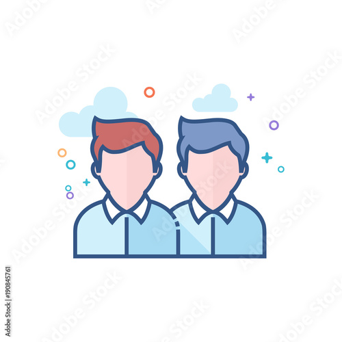 Businessman icon in outlined flat color style. Vector illustration.