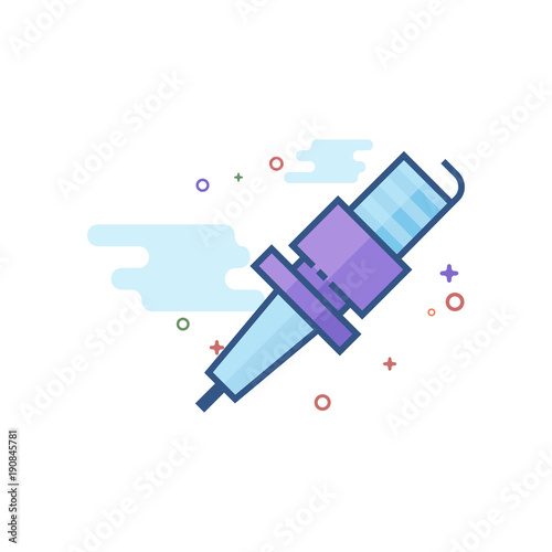 Spark plug icon in outlined flat color style. Vector illustration.