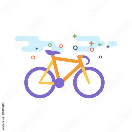 Track bike icon in outlined flat color style. Vector illustration.