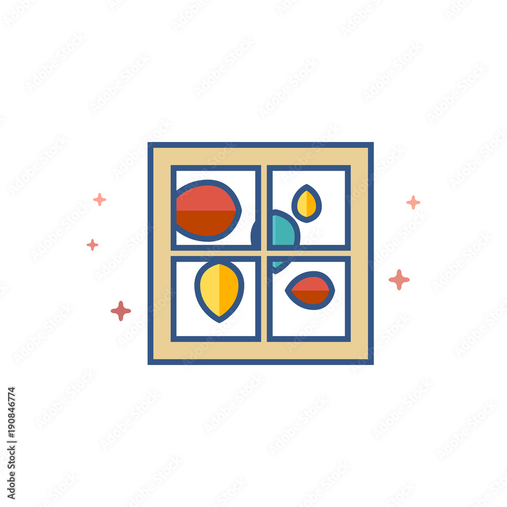 Falling leaves icon in outlined flat color style. Vector illustration. Falling leaves icon in outlined flat color style. Vector illustration.