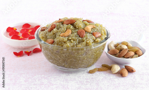 Lauki halwa, also known as doodhi, ghiya, or bottle gourd halwa, is a traditional and popular Indian sweet dish.