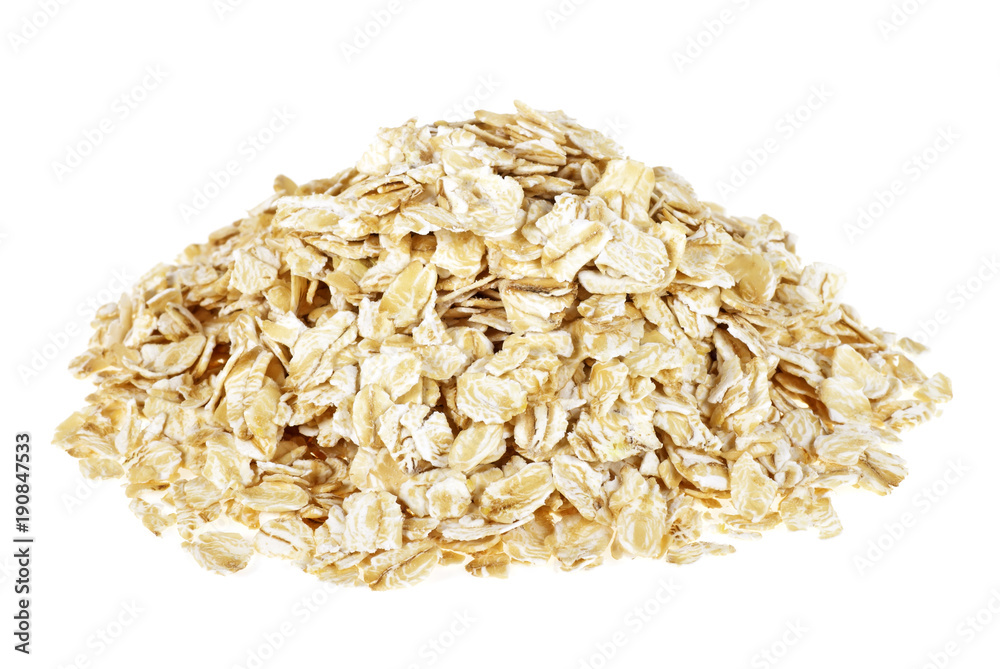 Pile of oatmeal isolated on a white background