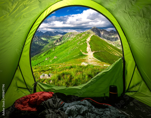 View from tent to Tatras in...