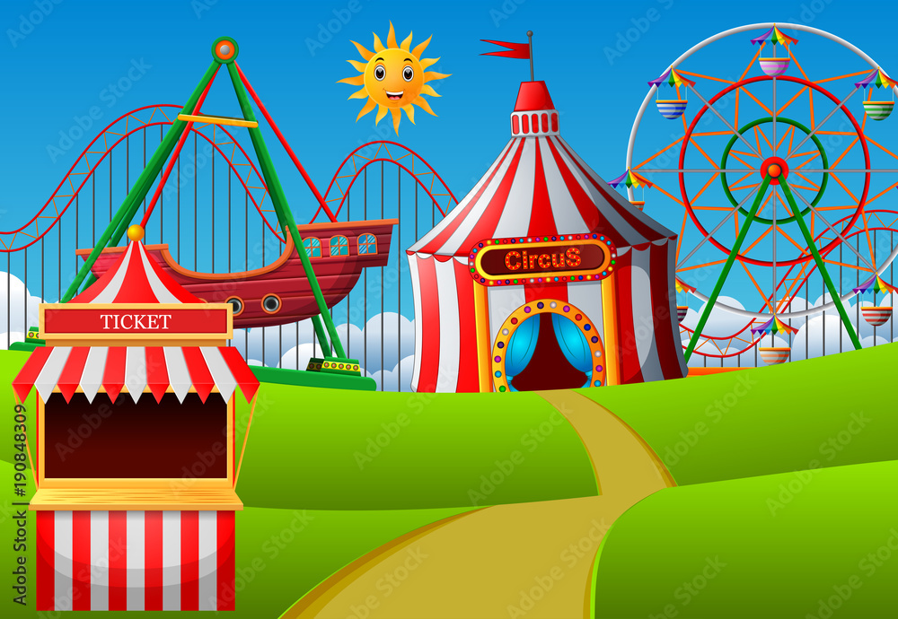 Amusement park scene at daytime Amusement park scene at daytime