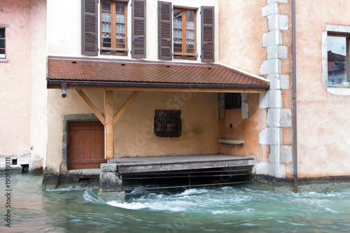 Doors near the river in Annecy in winter time