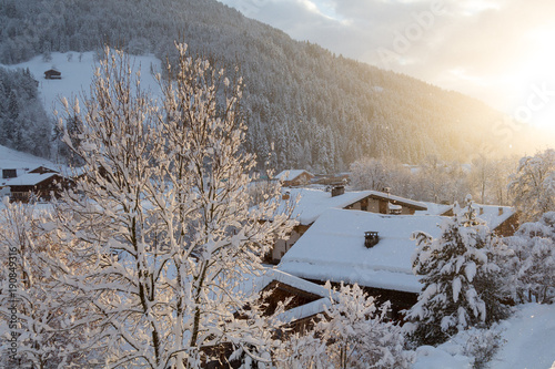 sunset in winter time in Alps