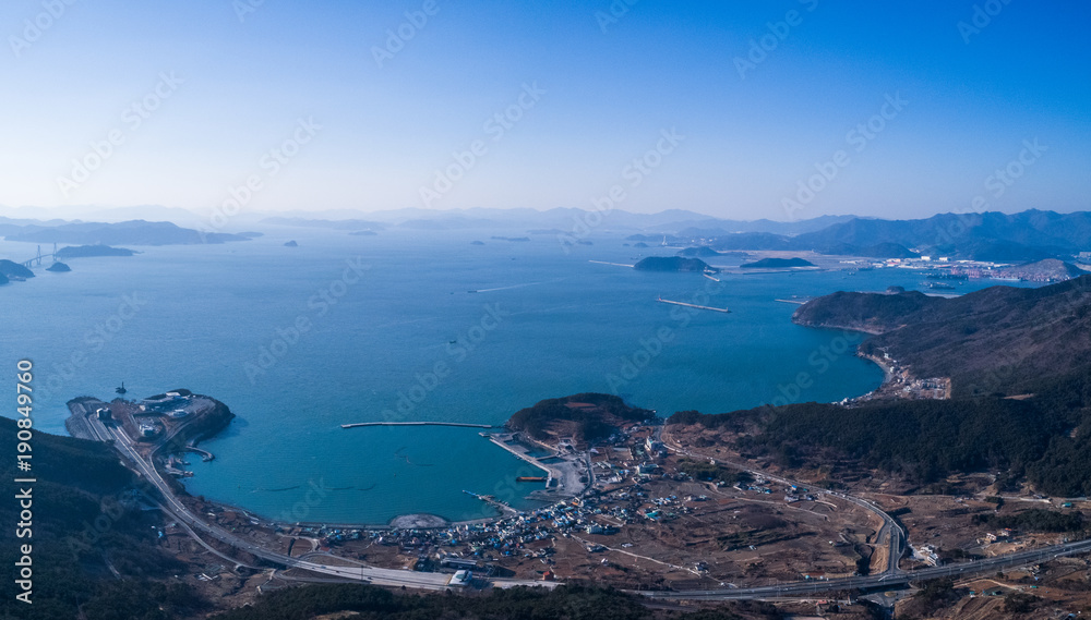 Aerial view of Gadeokdo Island, Busan, South Korea