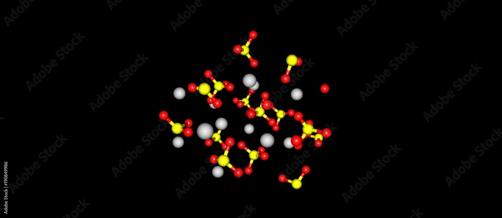 Molecular structure of sodium chloride on black background