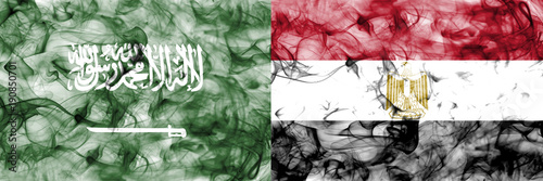 Saudi Arabia vs Egypt smoke flag photo