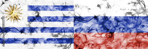 Uruguay vs Russia smoke flag photo