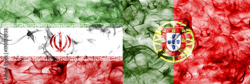 Iran vs Portugal smoke flag photo