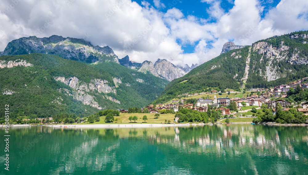 Lake Molveno, a wonderful lake, in western Trentino Alto Adige, Italy,