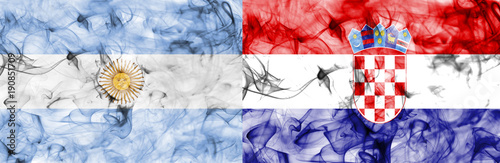 Argentina vs Croatia smoke flag photo