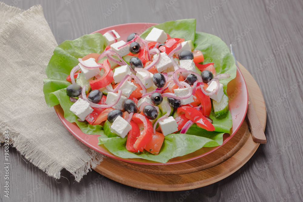 Greek salad,Vegetarian salad,dietary salad,appetizing salad,delicious salad,traditional salad