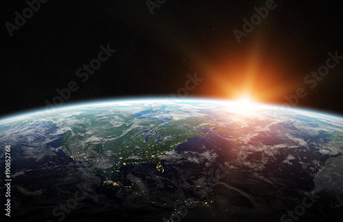 Fototapeta Naklejka Na Ścianę i Meble -  View of blue planet Earth in space 3D rendering elements of this image furnished by NASA