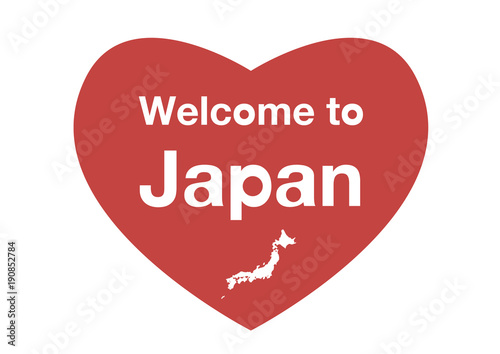 ようこそ日本へのハート型ロゴイラスト