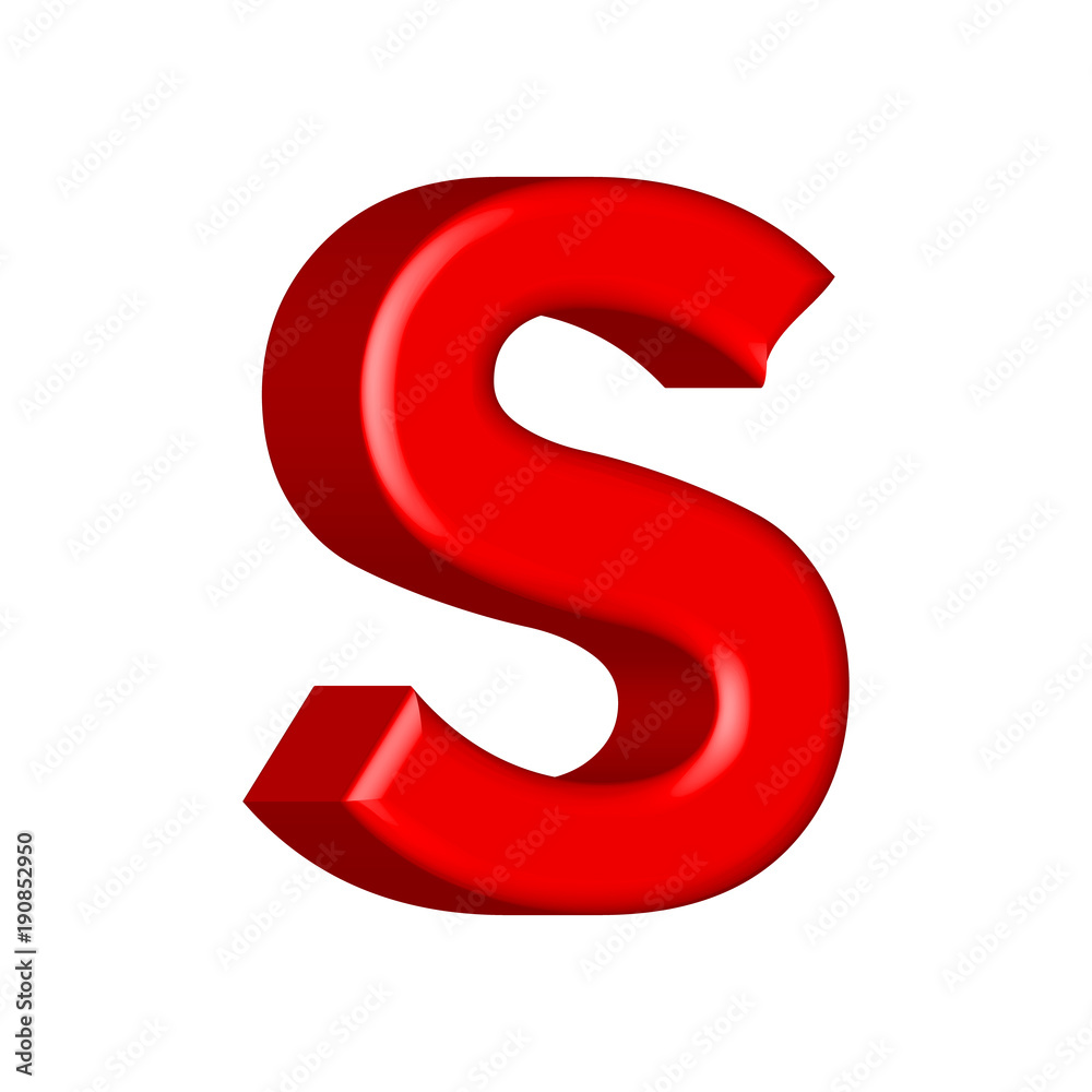 Glossy pink paint letter S uppercase. 3D render of bubble font with glint isolated on white background. Glossy pink paint letter S uppercase. 3D render of bubble font with glint isolated on white background.