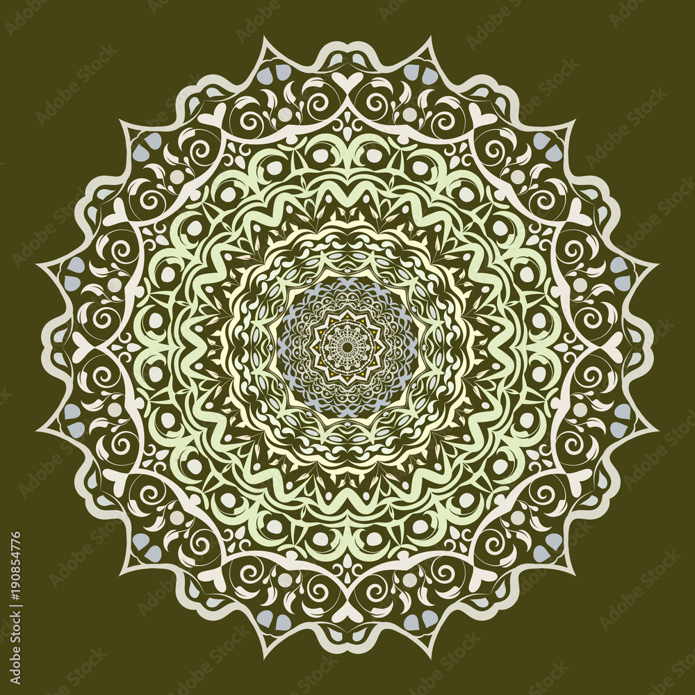 Vector hand drawn Mandala art. Abstract pattern. Vintage decorative Asian, Islam, Indian, Arabic, Turkish, Aztec elements. Coloring page template for background, invitation, birthday, wedding cards