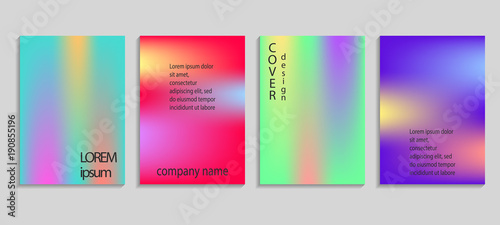 Minimal fluid colors covers set. Future geometric gradient background. Vector templates for placards, banners, flyers, presentations and reports
