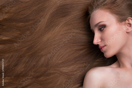 young woman with long beautiful hair