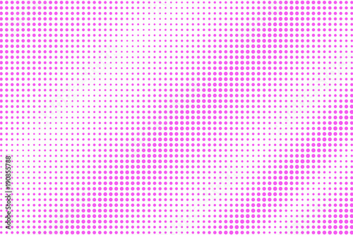 Pink on white dotted halftone. Half tone vector background. Pale dotted gradient.