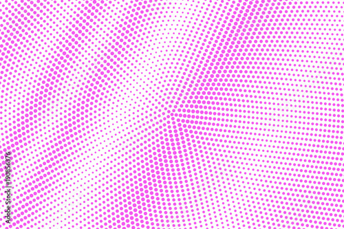 Pink on white dotted halftone. Half tone vector background. Striped dotted gradient.