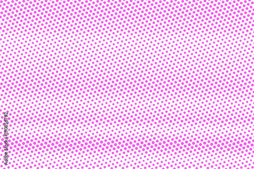 Pink on white dotted halftone. Half tone vector background. Smooth dotted gradient.