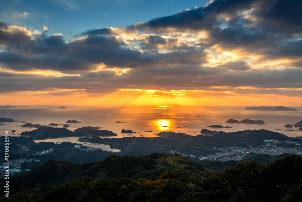 Naklejka premium 九十九島の夕陽