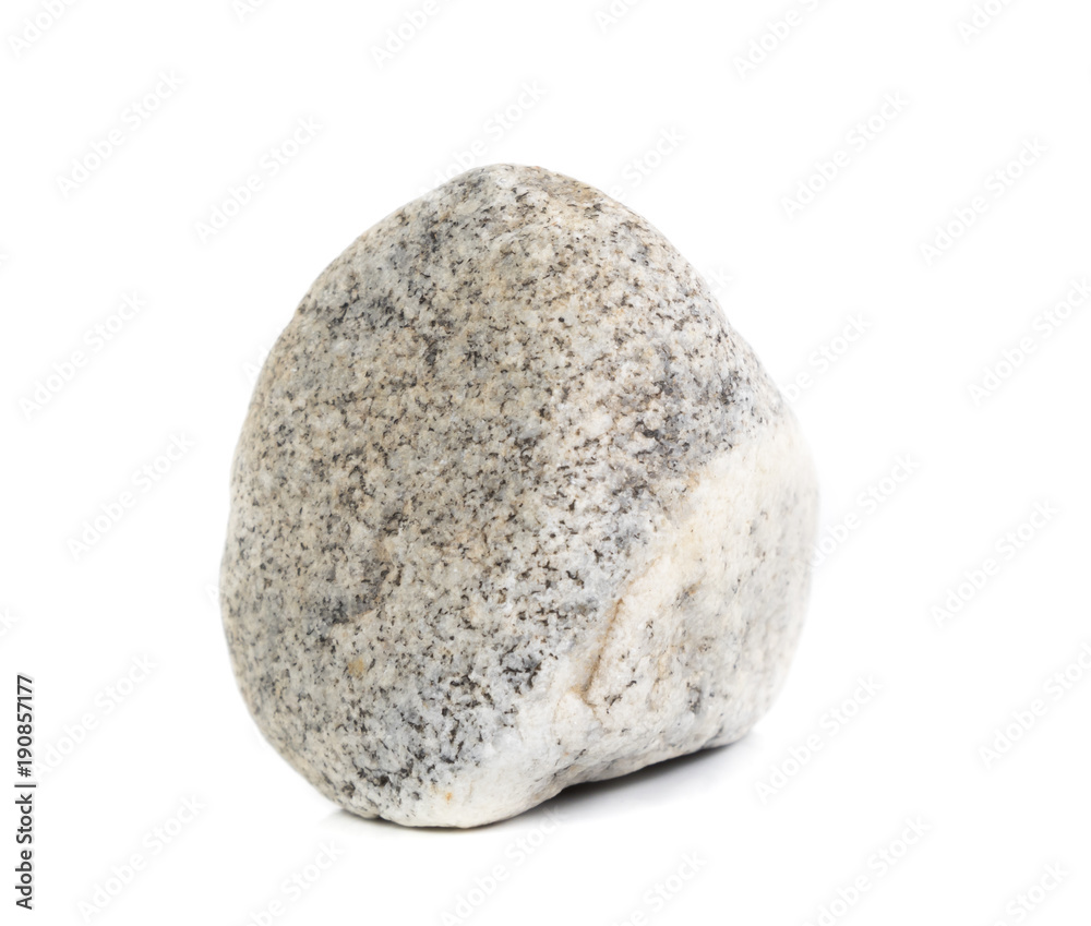 Single natural stone on white background, close-up Single natural stone on white background, close-up