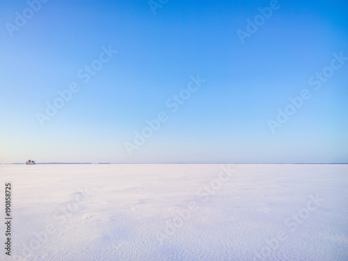 Clear Day on Snowy Lake Ice