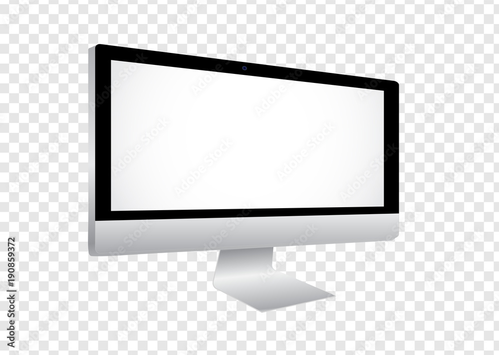 Realistic computer monitor isolated on transparent background. Vector mockup. Vector illustration Realistic computer monitor isolated on transparent background. Vector mockup. Vector illustration