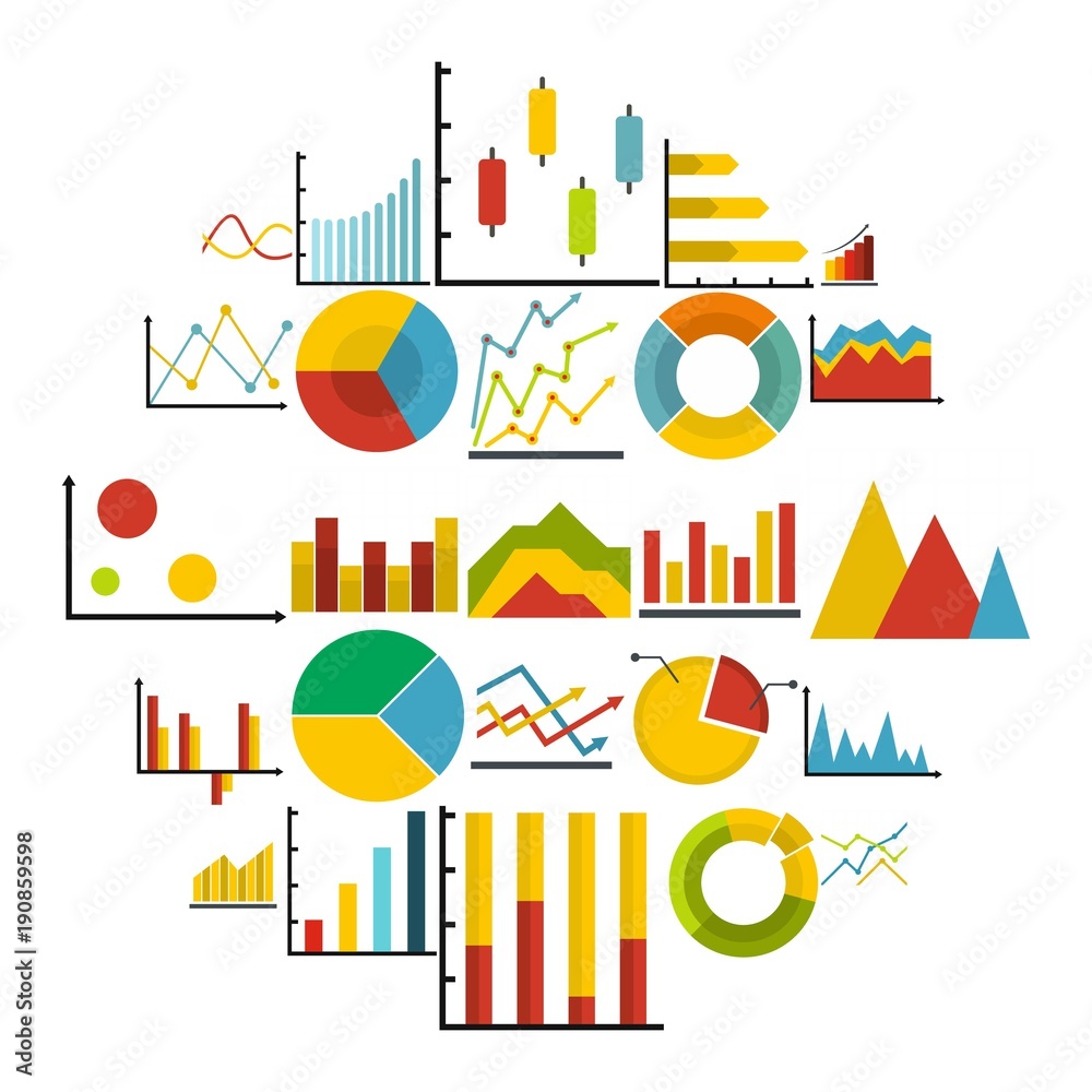 Chart diagram icon set isolated. Flat illustration of 25 chart diagram vector icon for any web design