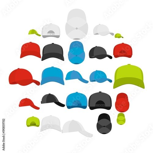 Baseball cap views icons set. Simple illustration of 25 baseball cap views vector icons for web