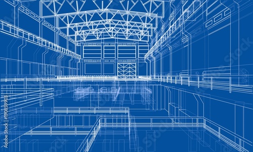 Warehouse sketch. Vector