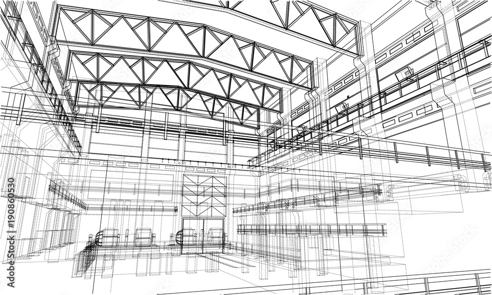 Industrial zone sketch. Vector