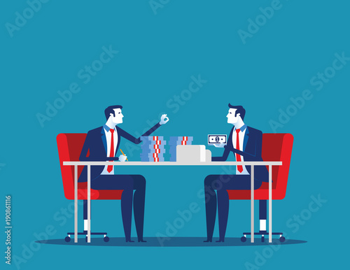 Business team and partner happy to profit growth. Concept business vector illustration. Flat design style.