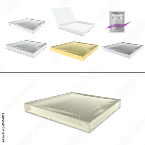 Set of Gift Candy and opened White Cardboard Package Box.On White Background Isolated.3D box.EPS10.