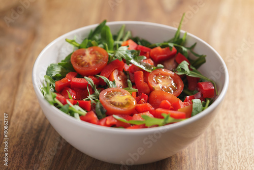 fresh salad with cherry tomatoes and arugula
