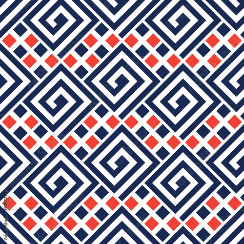 Seamless vector pattern. Fashion textile print with greek design. Greece meander fabric background.