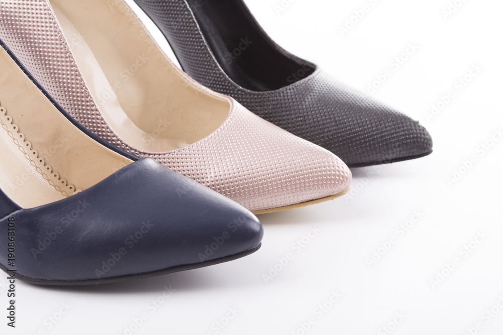 Isolated high heels woman shoes isolated on white background